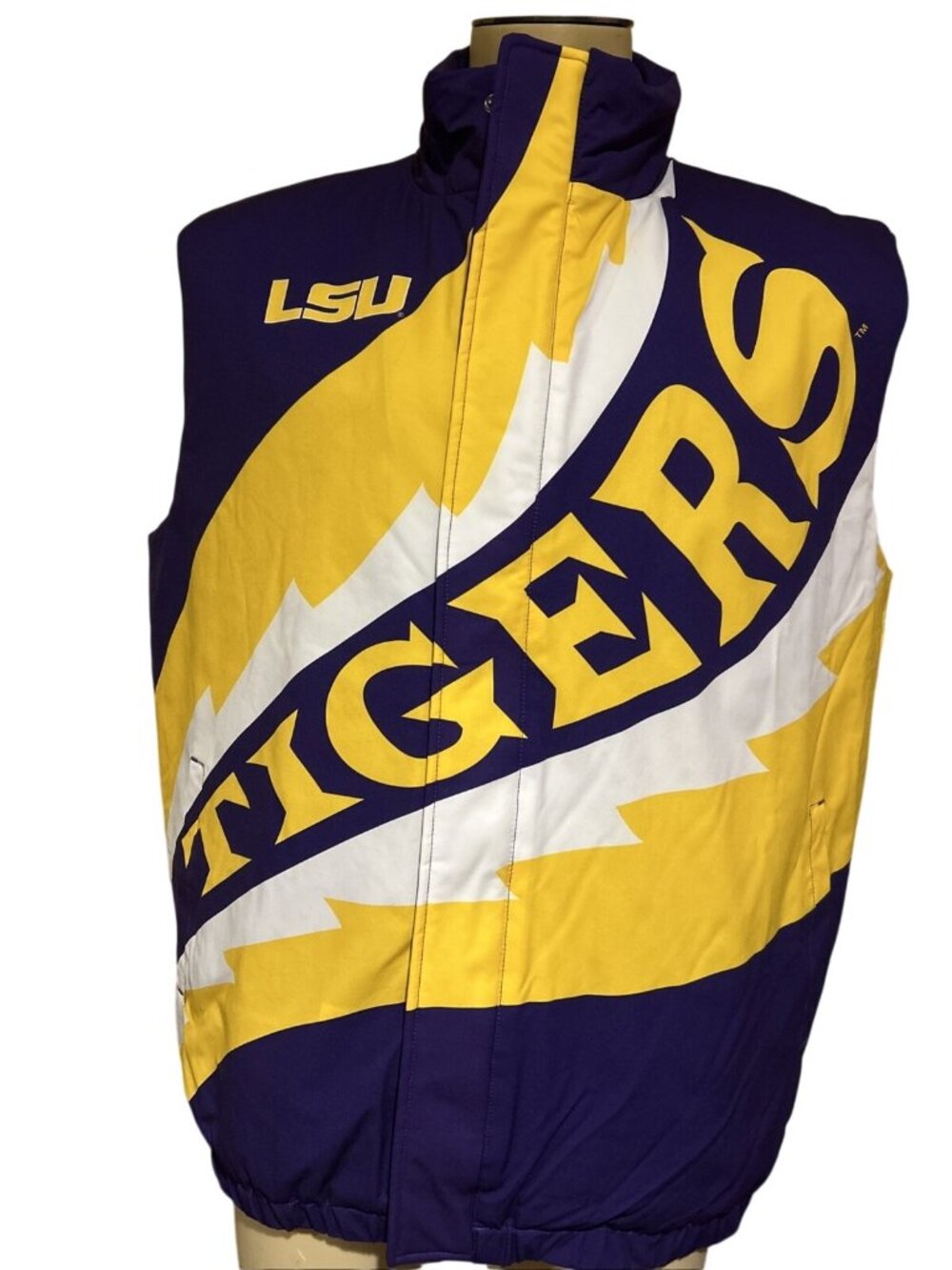 NEW Louisiana State LSU Tigers Chalk Line Purple Zip Snap Puffer Vest Men's L